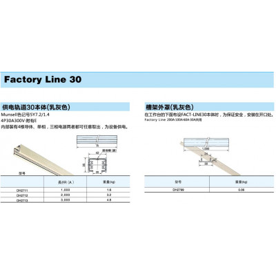 供电轨道30A本体（乳灰色）DH27系列